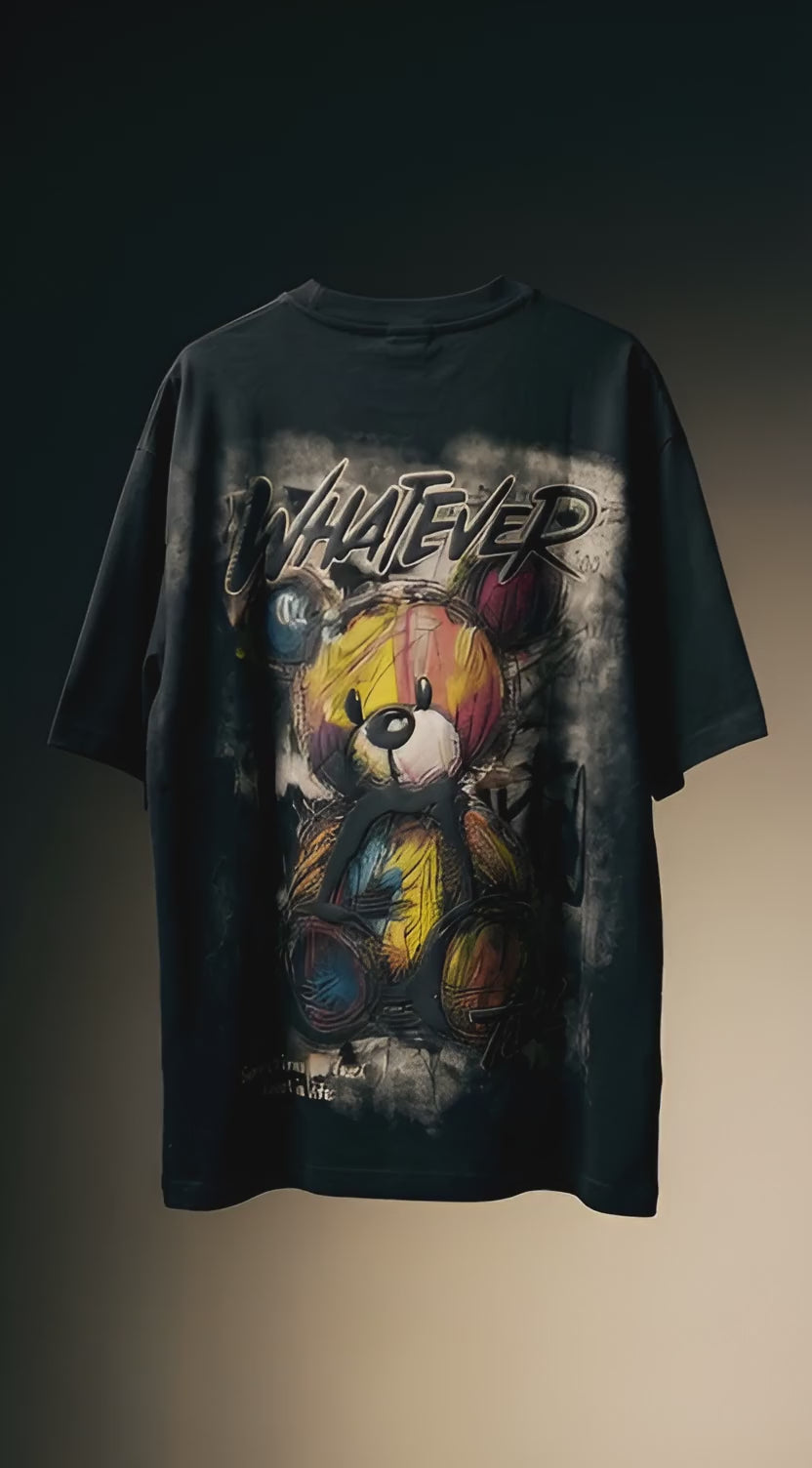 Bear Graphic Heavyweight Tee — Drop-Shoulder Black
