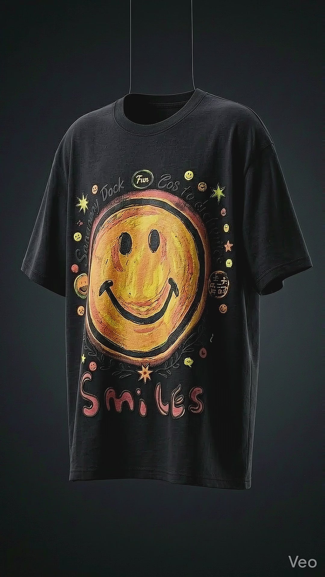 Smiley Graphic Oversized Fit Tee — Universal Sizing