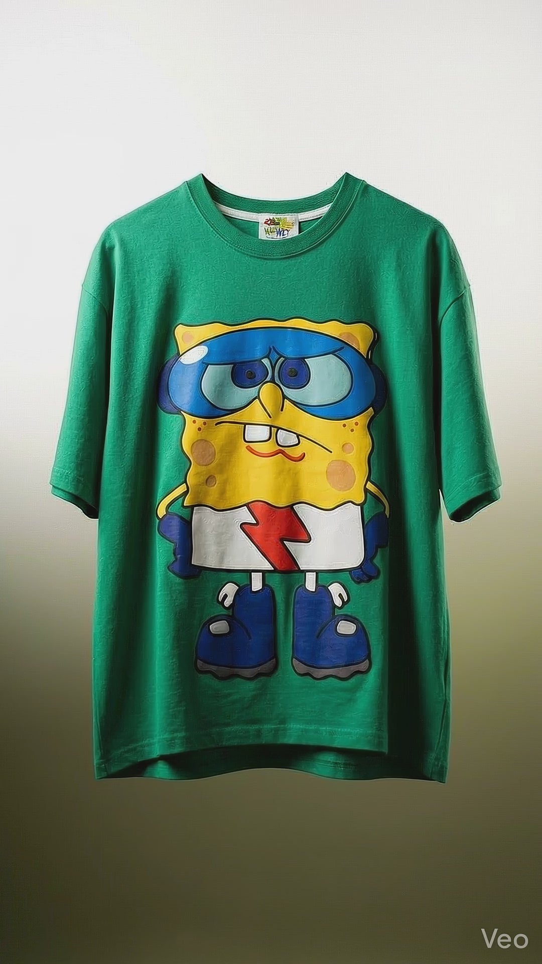 Funky Graphic Oversized Tee — Green Bio-Washed Cotton