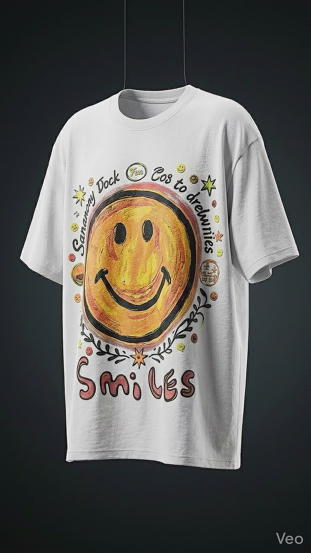 Smiley Graphic Oversized Fit Tee — Universal Sizing