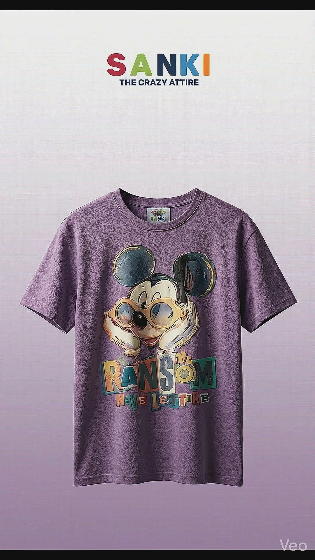 Purple Cartoon Print Oversized Tee — Premium Cotton Fit