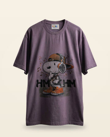 Purple Beagle Music Graphic Oversized Tee — Premium Cotton Fit