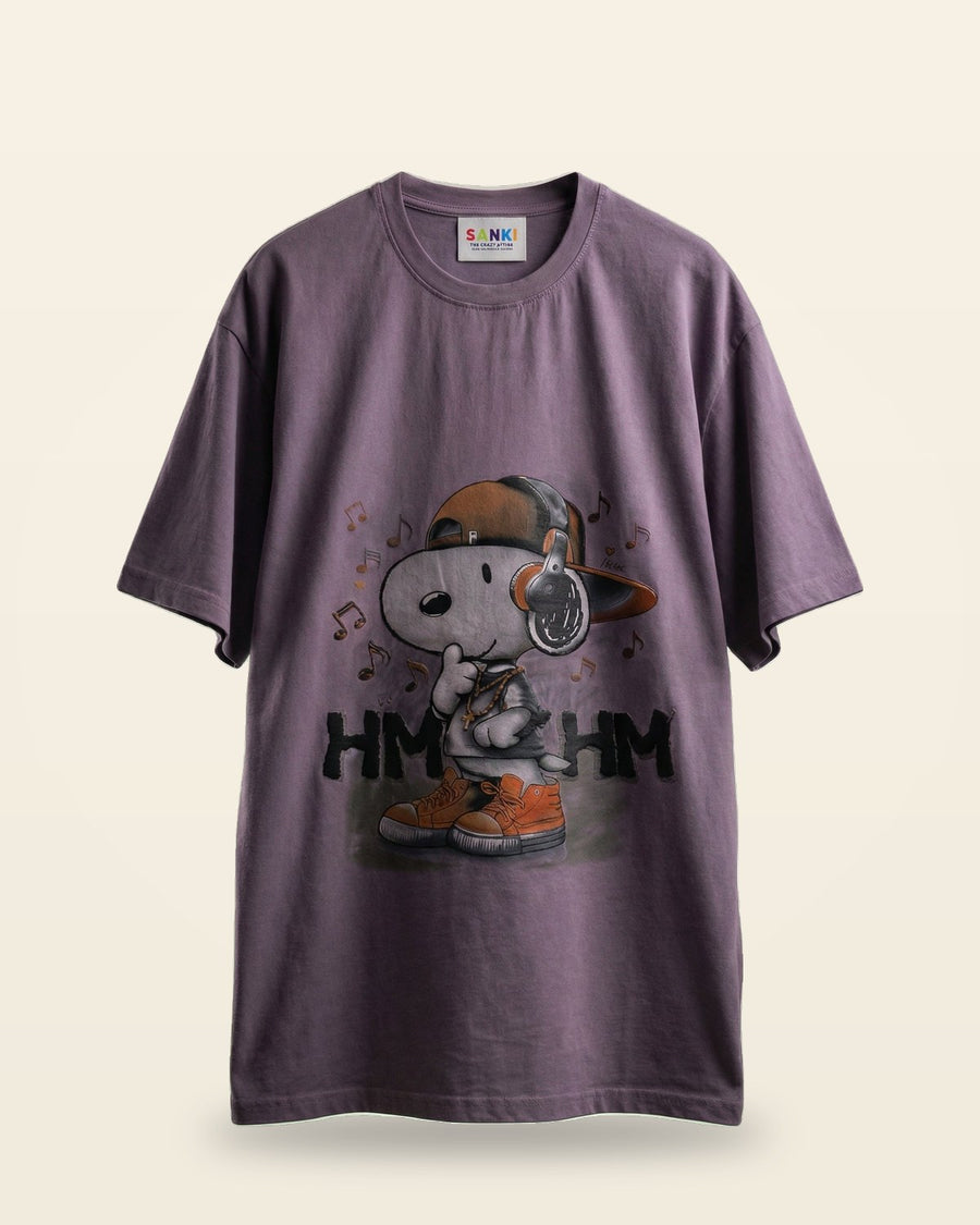 Purple Beagle Music Graphic Oversized Tee