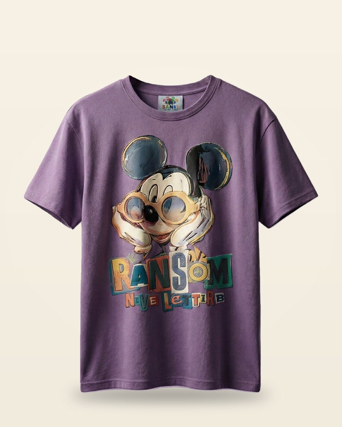 Purple Cartoon Print Oversized Tee — Premium Cotton Fit