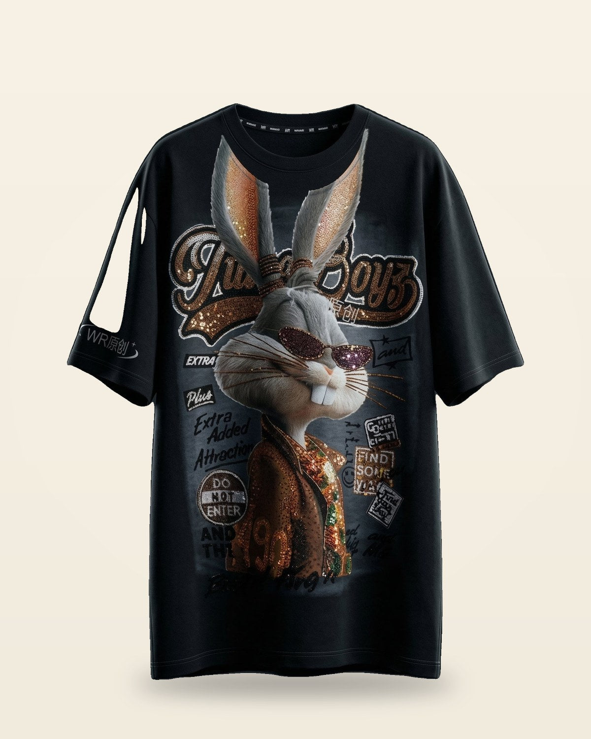 Rabbit Graphic Tee — Oversized Drop-Shoulder Fit