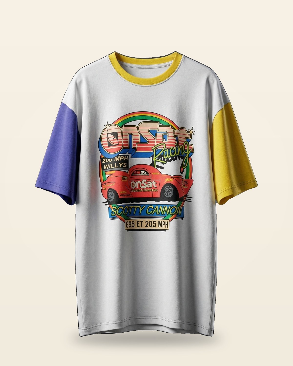 Racing Graphic Oversized Tee — Bio-Washed Cotton