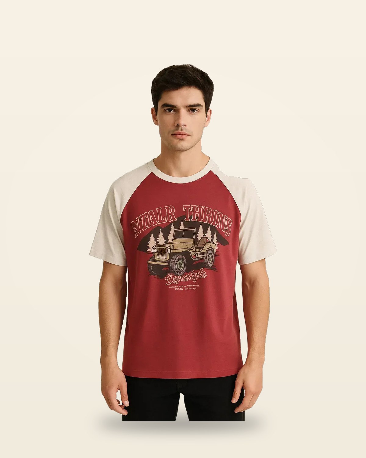 Red Adventure Tee — Vintage Off-Road Print