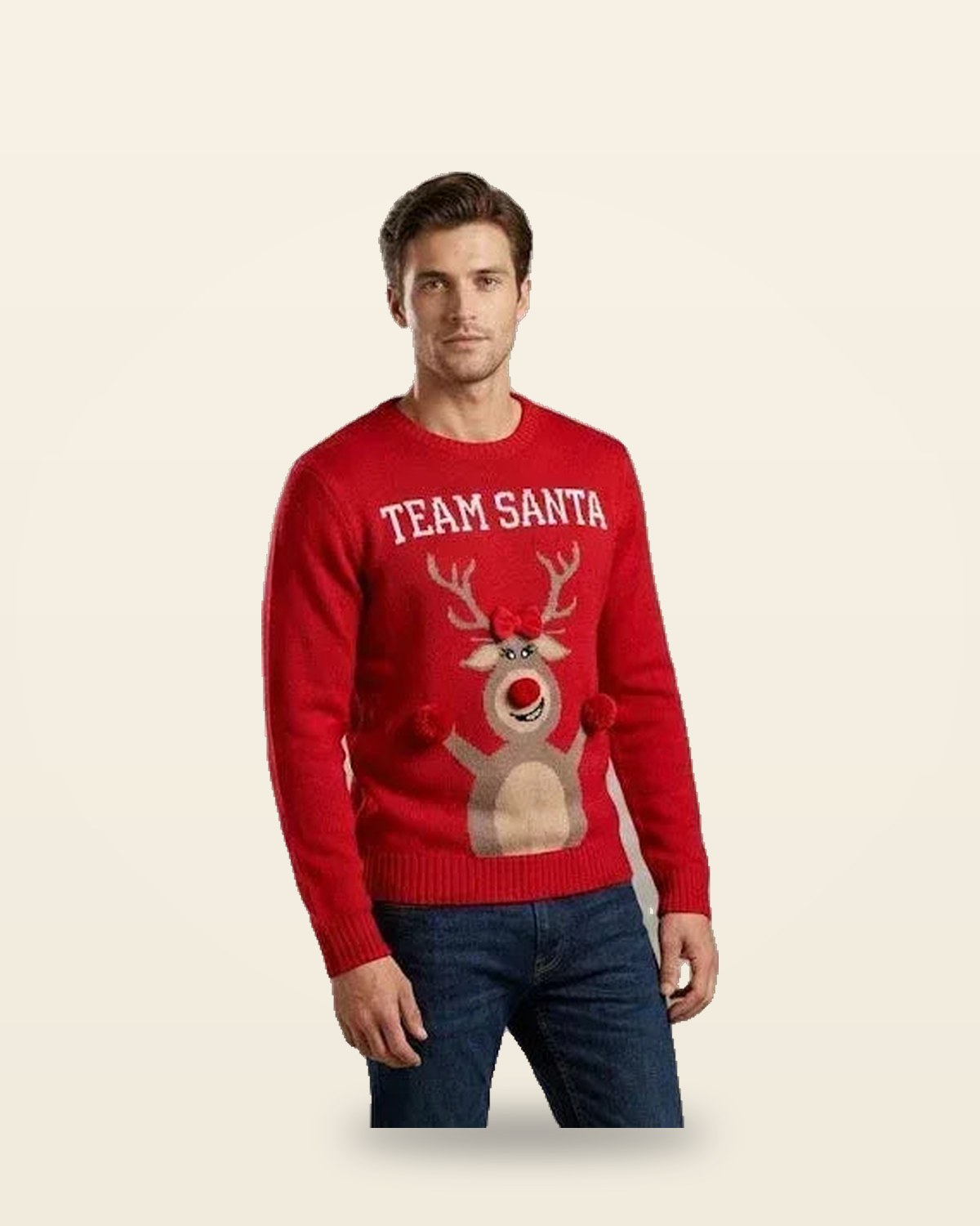 Red Knit Sweater — Relaxed Fit Ribbed Pullover