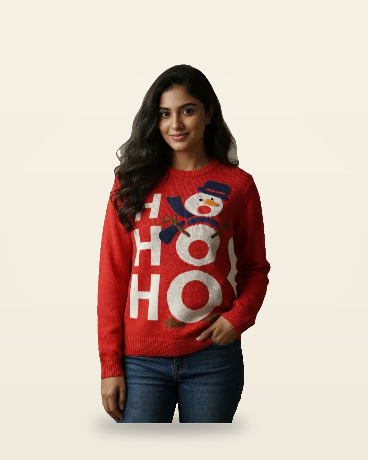 Red Knit Sweater — Soft Yarn Blend, Ribbed Trims
