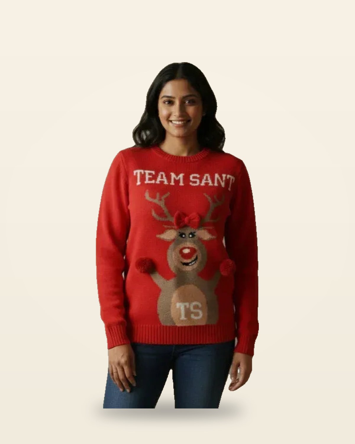 Red Knit Sweater — Soft Yarn Blend Fit