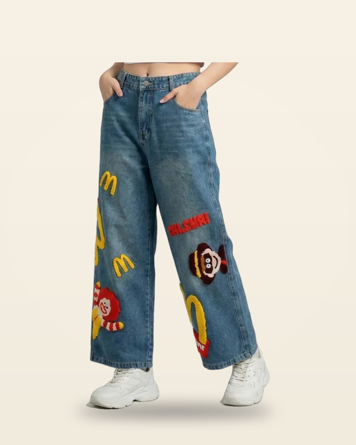 Relaxed Fit Bottom Jeans — Premium Blue Denim