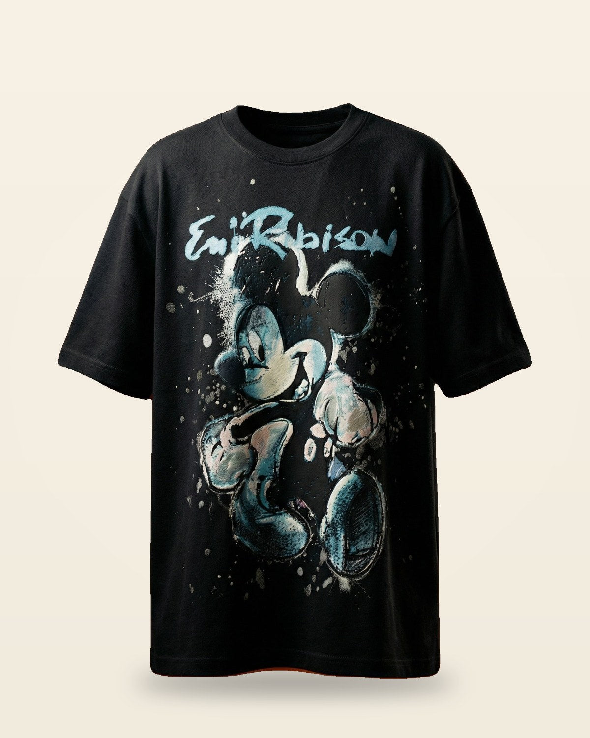 Retro Cartoon Oversized Tee — Premium Cotton Black