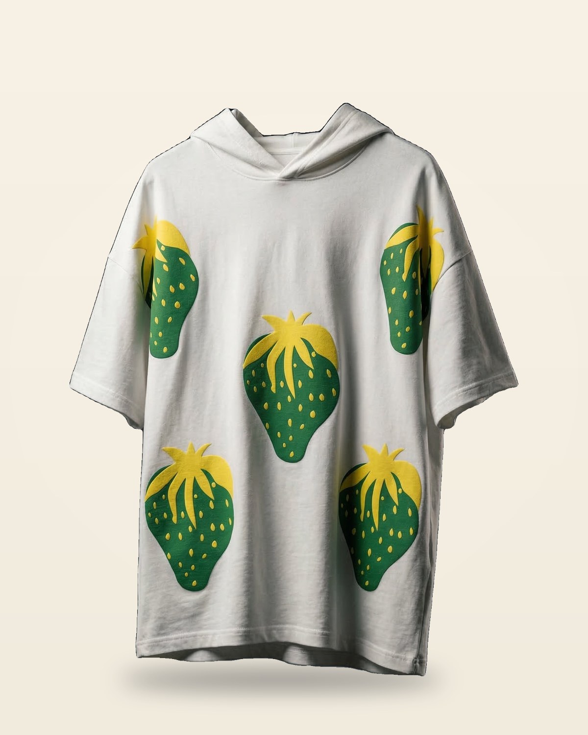 Retro Graphic Oversized Hooded Tee — White Premium Cotton