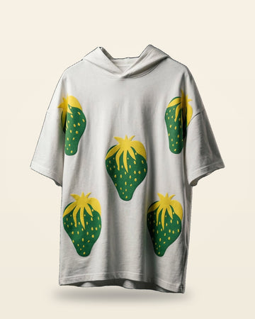 Retro Graphic Oversized Hooded Tee — White Premium Cotton