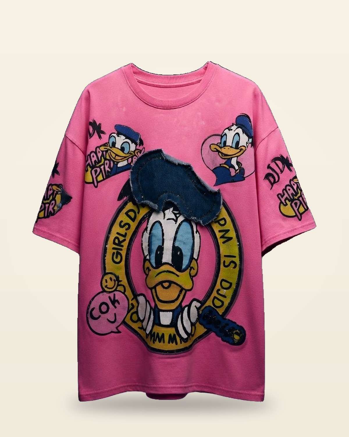 Retro Street Oversized Tee — Bio-Washed Cotton Fit