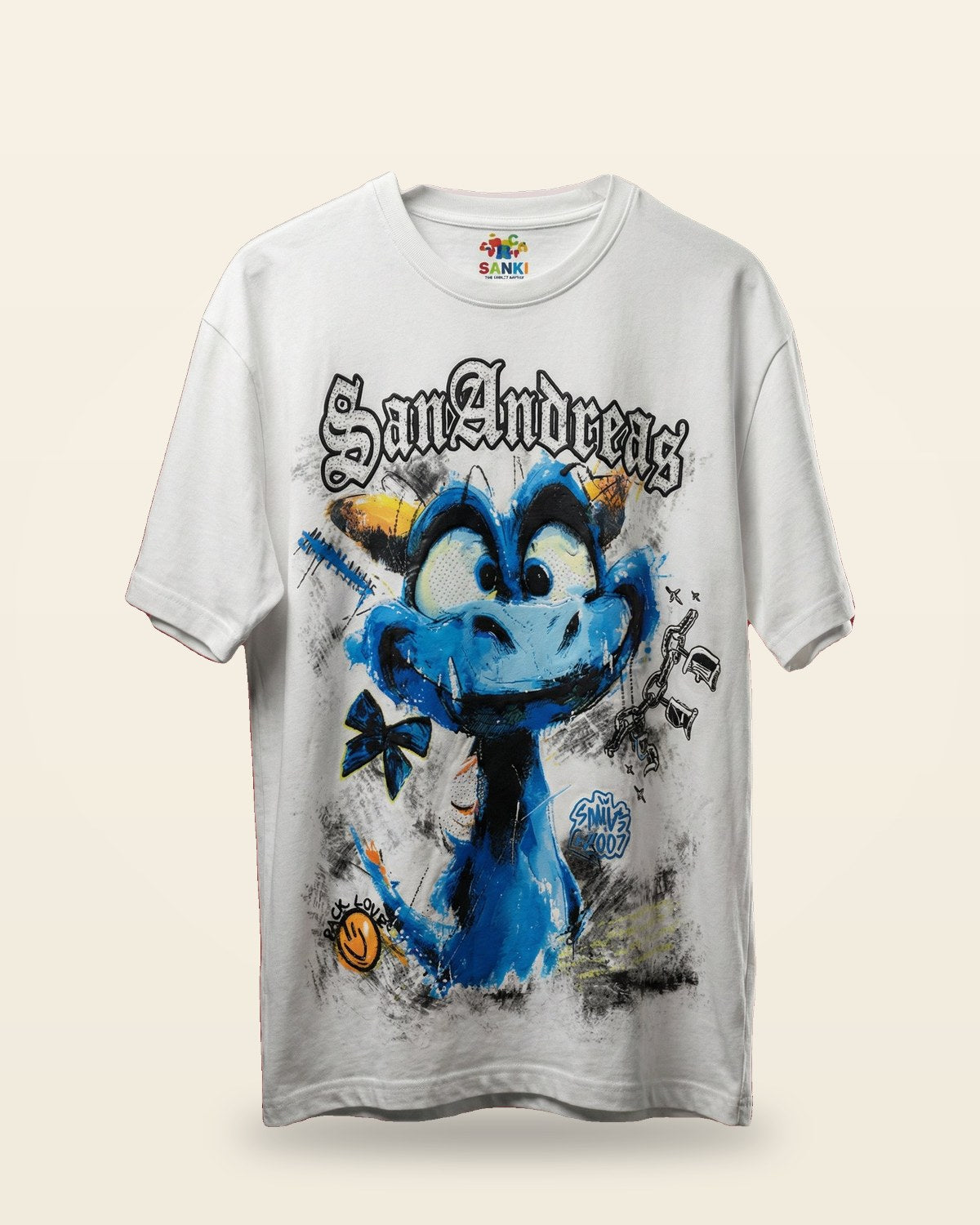 San Andreas Graphic Tee — Relaxed Fit White Edition