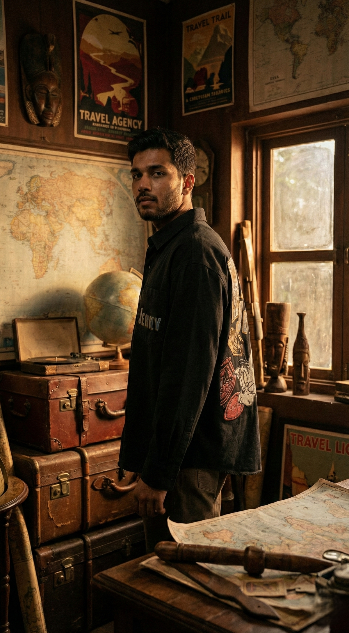 Shadow Back Graphic Shacket — Oversized Button-Up Fit — view 4