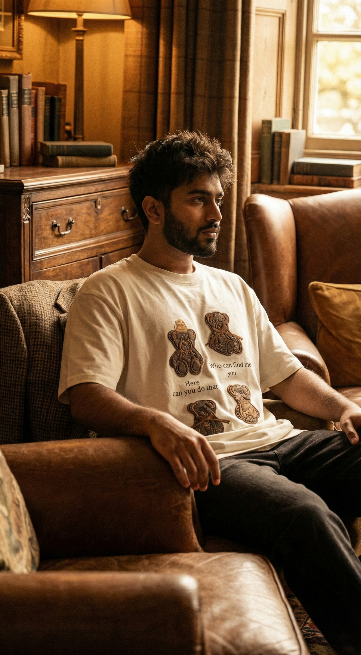 Heritage Teddy Oversized Tee — White Premium Cotton — view 6