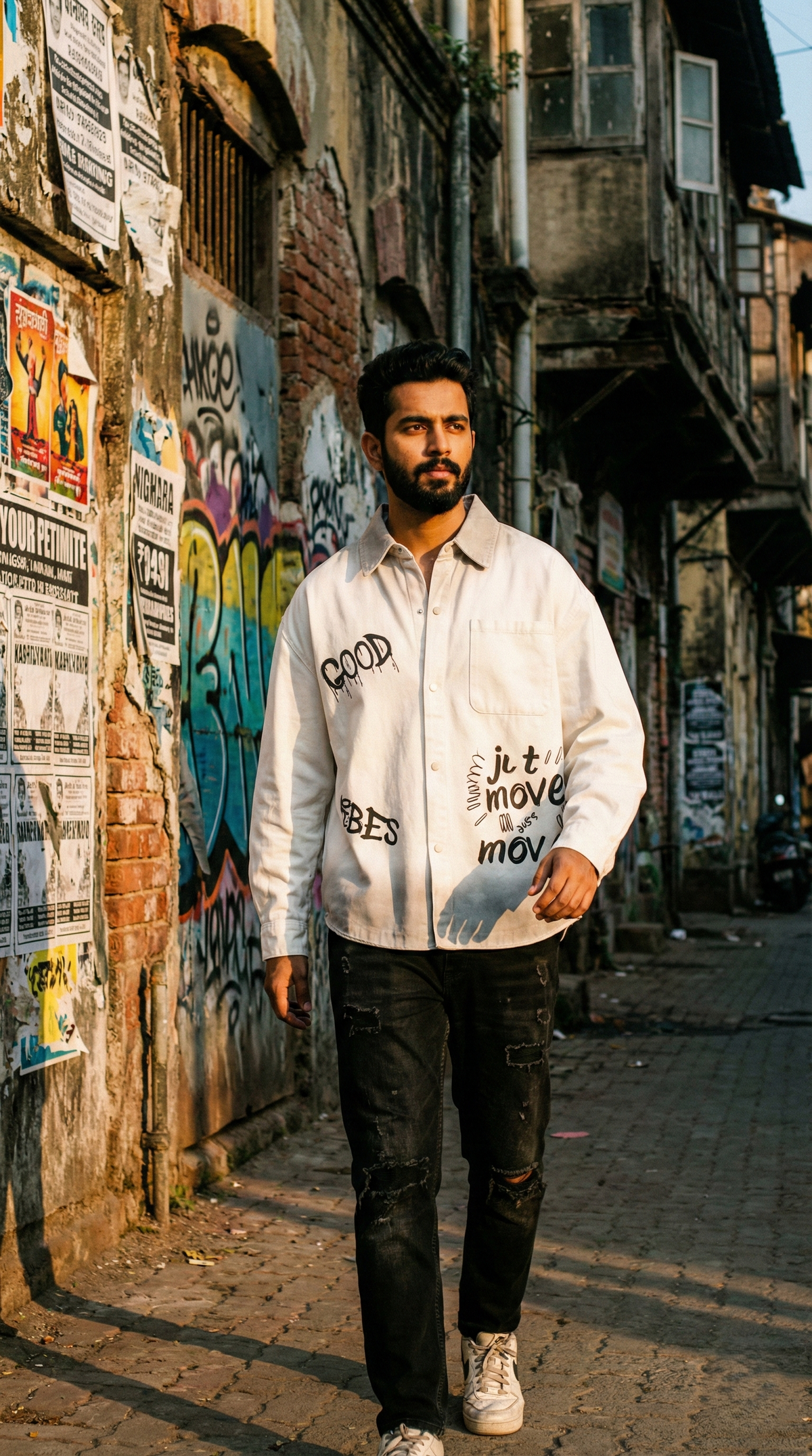 Shadow Back Graphic Shacket — Oversized Button-Up Fit — view 12