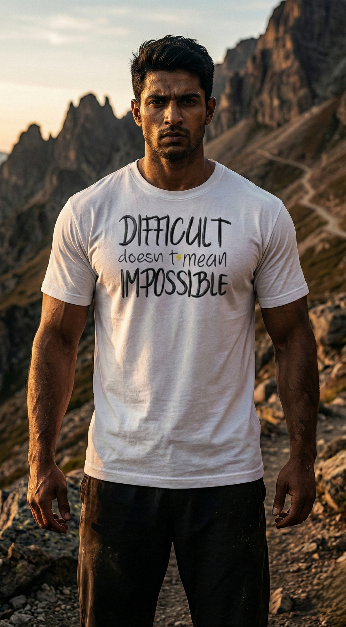 Impossible Mindset Graphic Oversized Tee — Black White — view 4