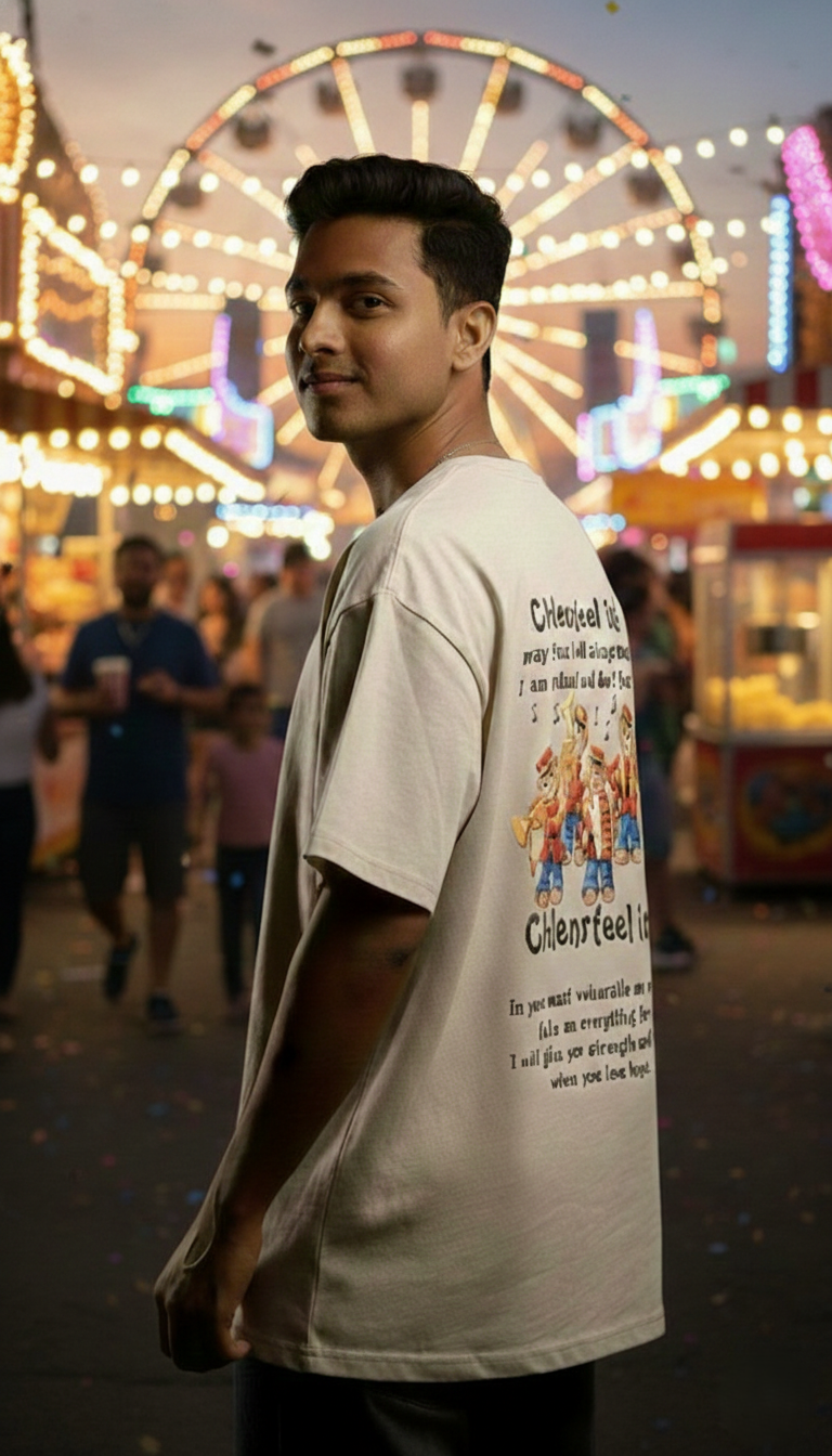 Cream Half-Sleeve Fit — Smooth Texture Premium Tee — view 3