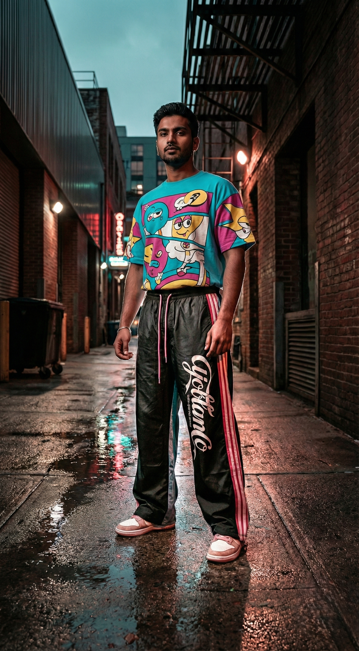 Iconic Toon Panel Joggers — Black Relaxed Fit — view 3