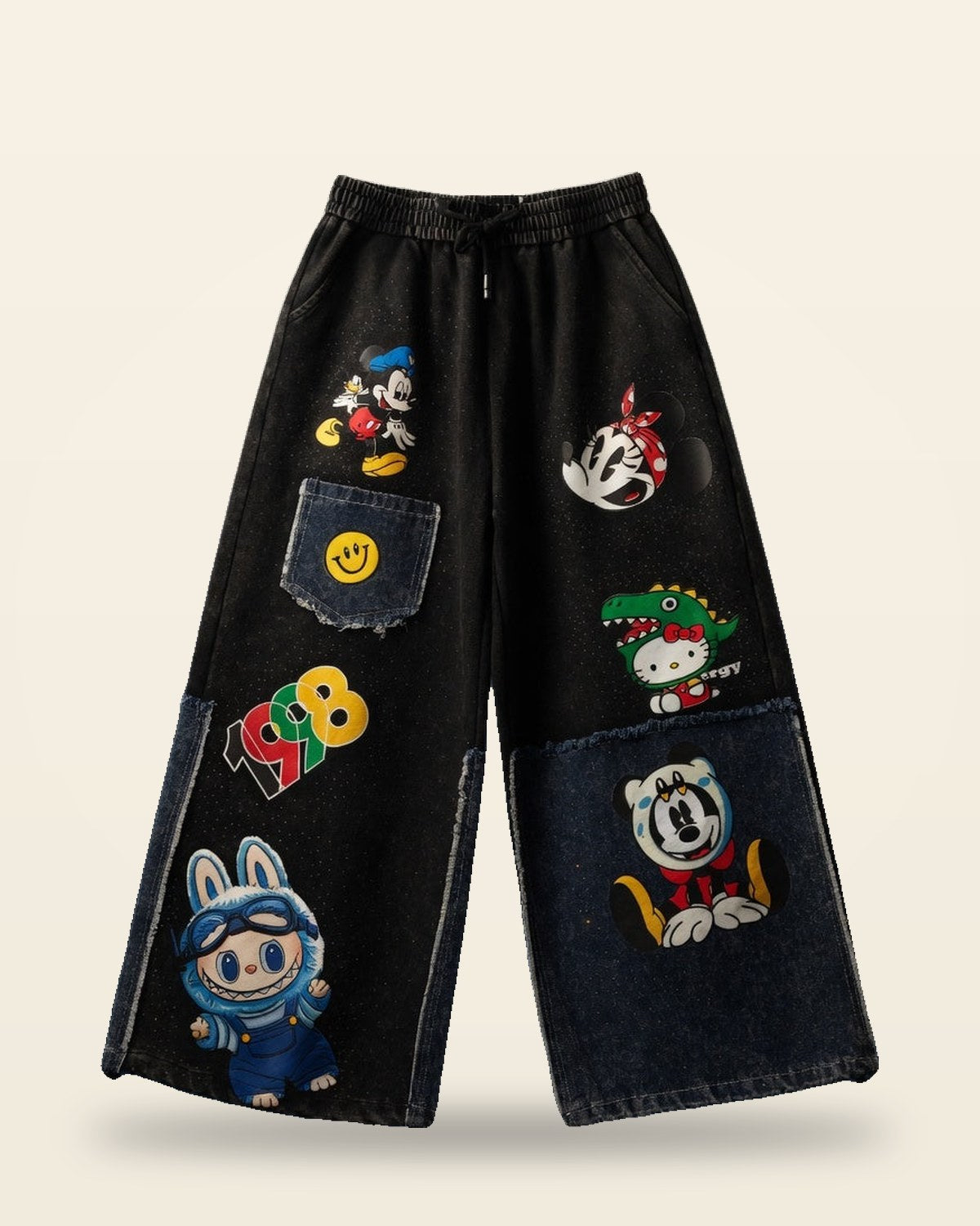 Sinner Black Cargo Jeans — Tapered Fit with Drawstring