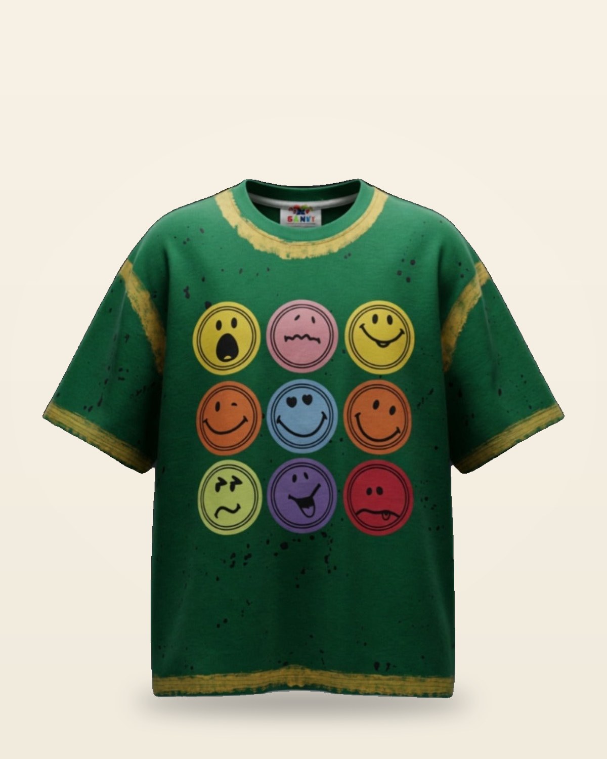 Smiley Face Oversized Tee — Green Fit
