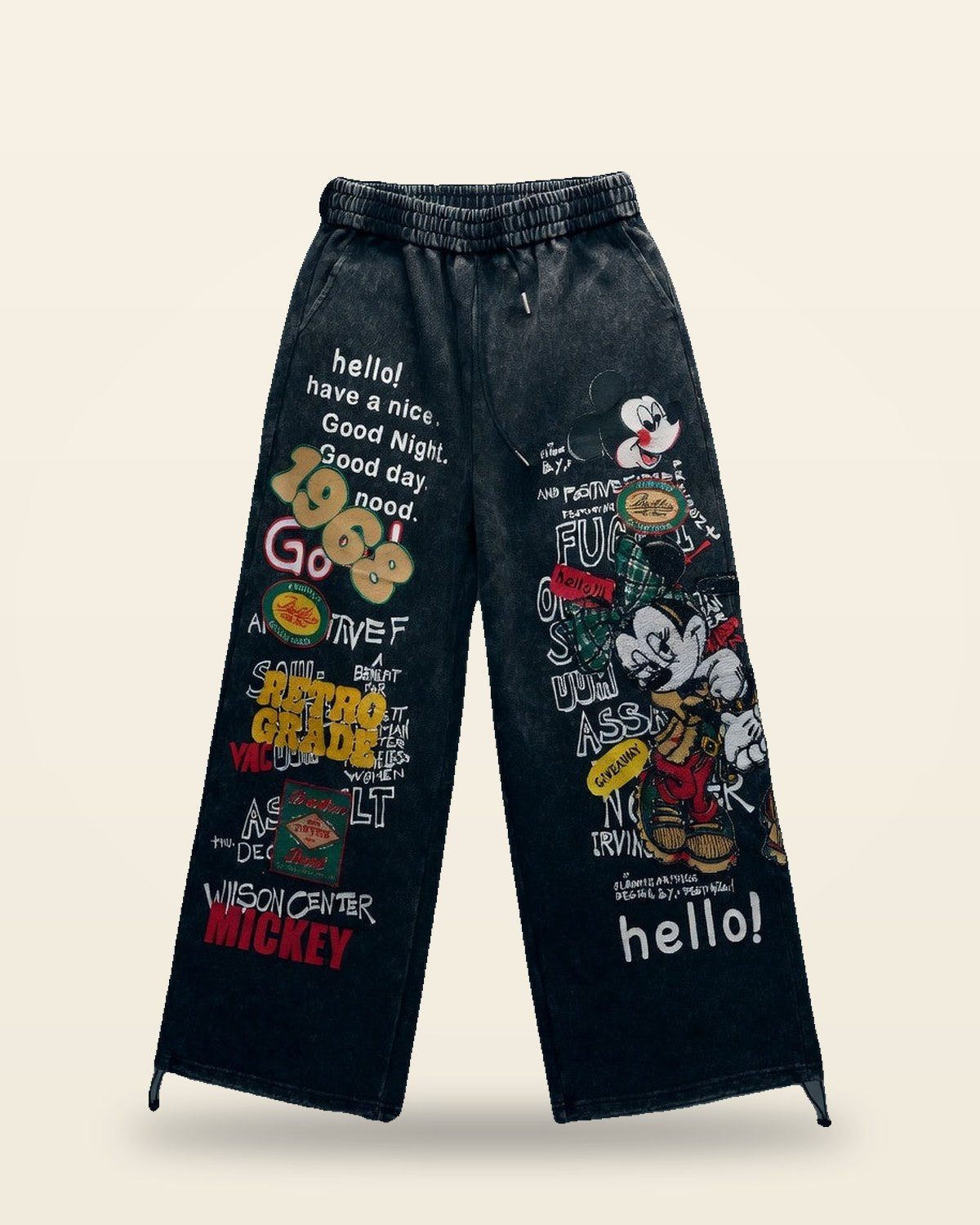 Sober Hello Jeans — Black Tapered Fit with Drawstring