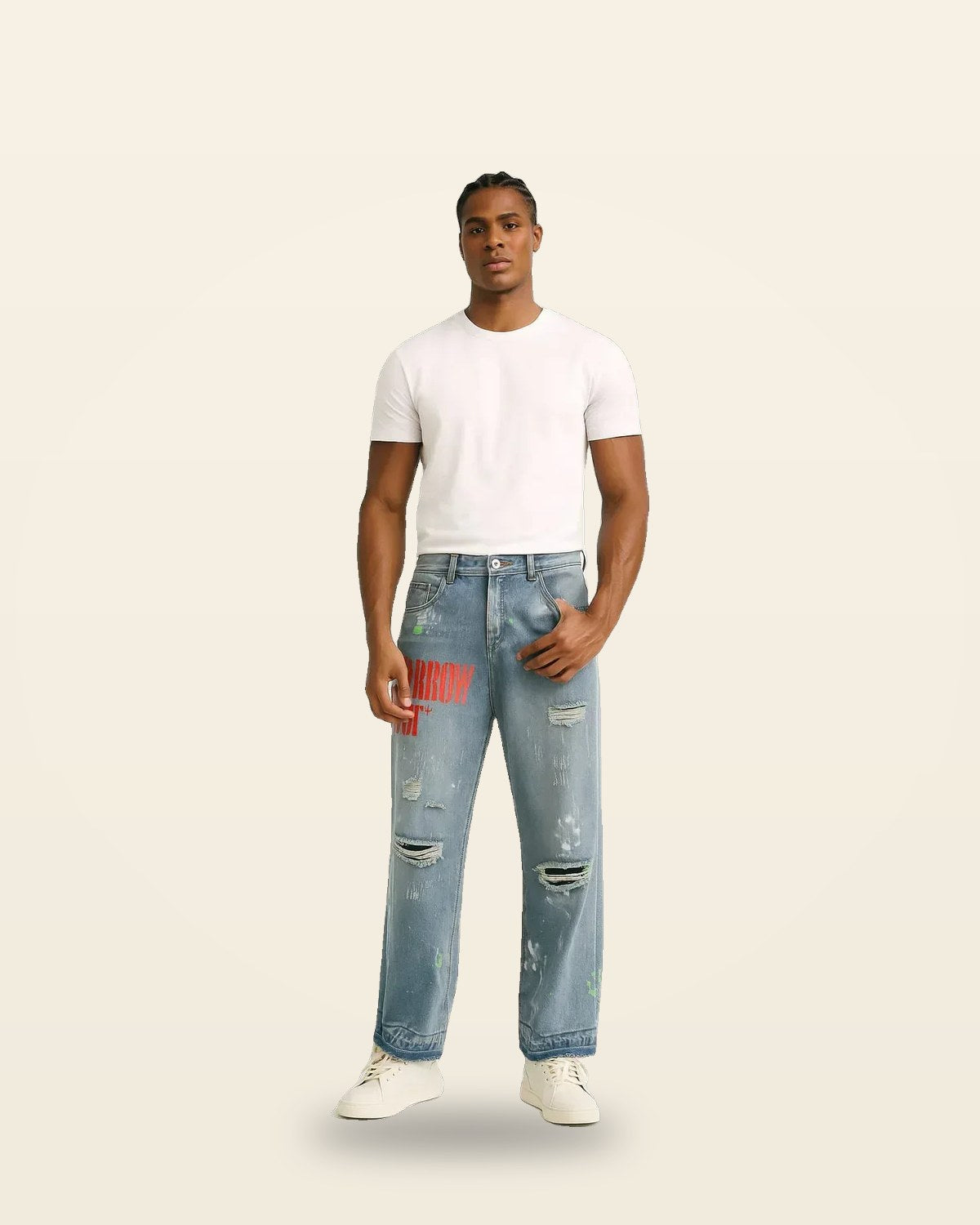 Sparrow Script Jeans — Washed Blue Denim