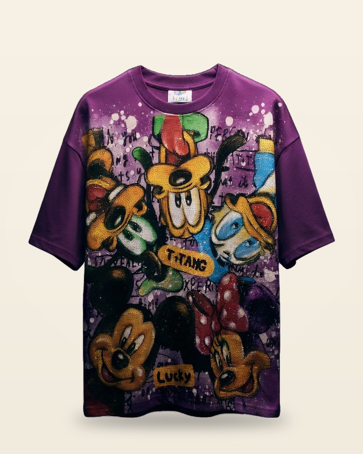 Star Glitter Oversized Tee — Bio-Washed Purple