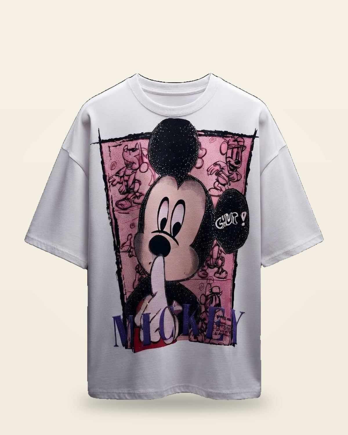 Stay Chill Character Print Oversized Tee — Combed Cotton