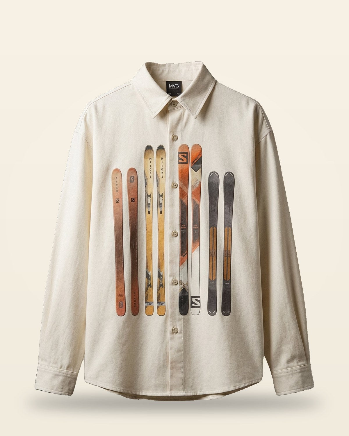 Text Graphic Oversized Shirt — Camp Collar Premium Weave