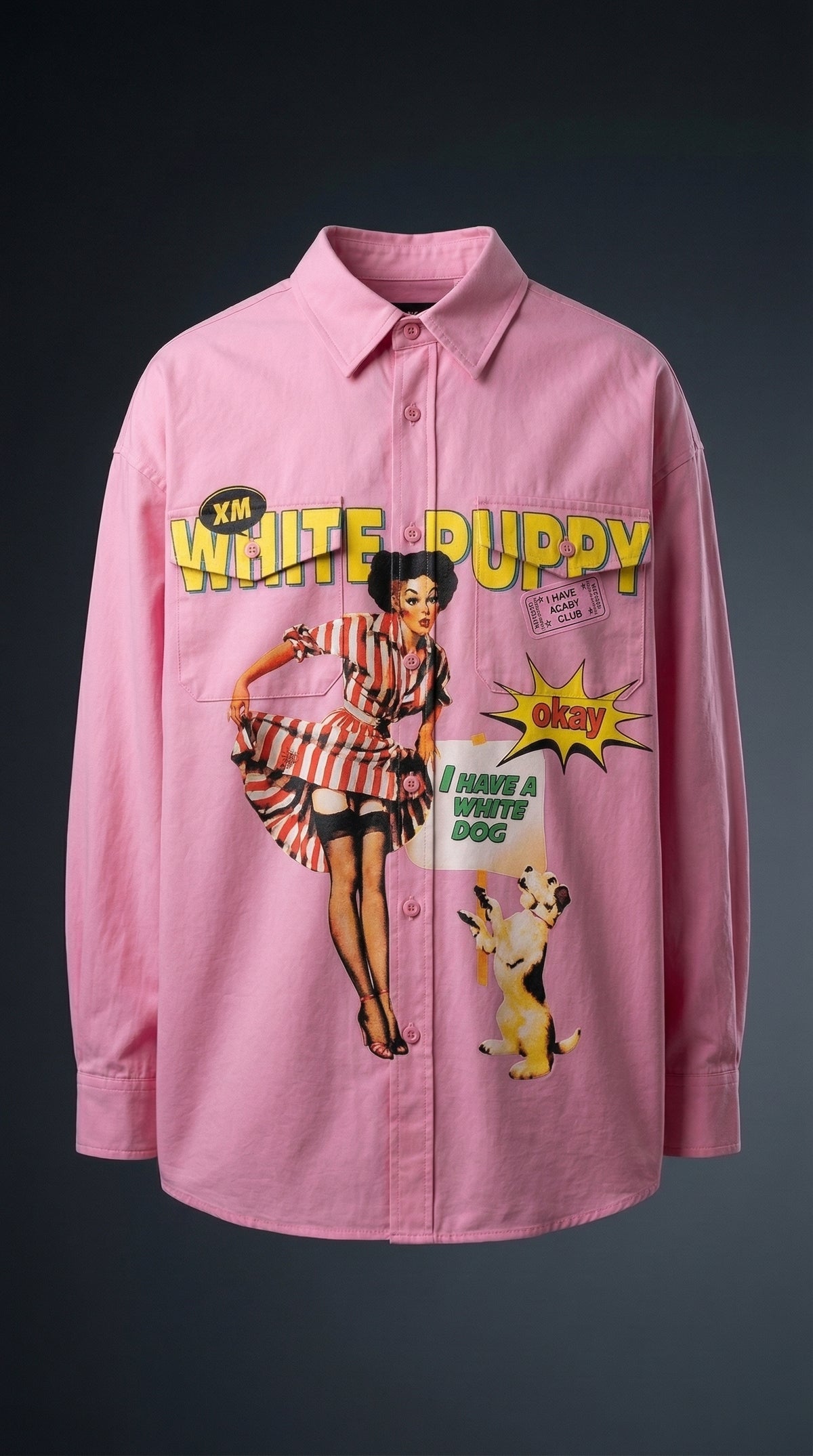 White Puppy Club Oversized Shirt — Premium Cotton Twill — view 4