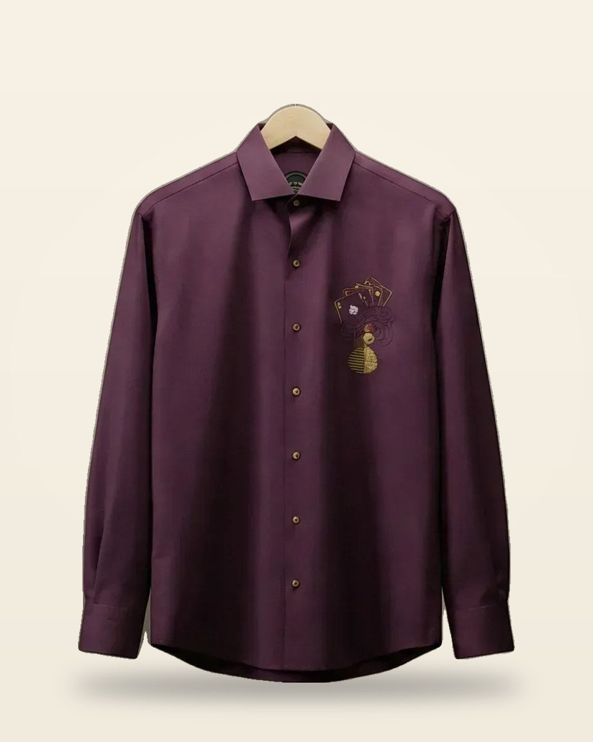 Three Cards Print Shirt — Purple Formal Fit