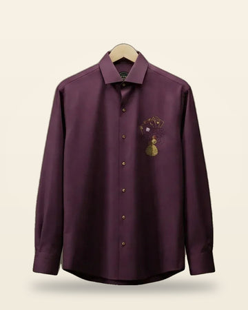 Three Cards Print Shirt — Purple Formal Fit