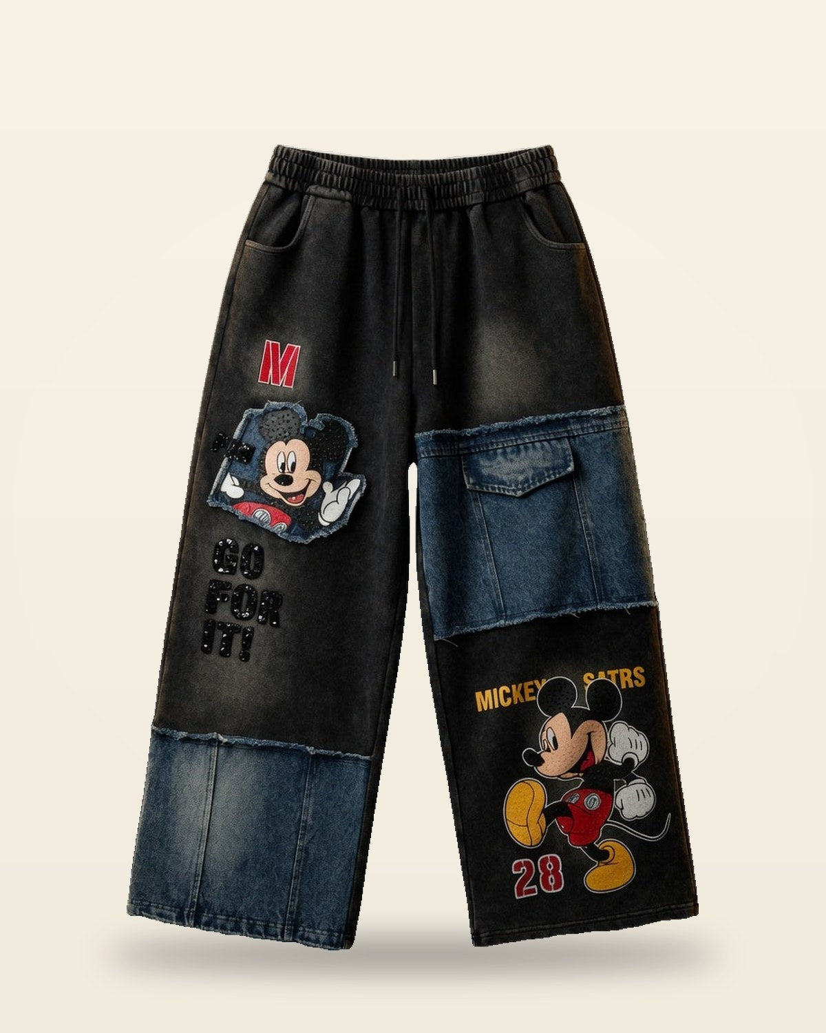 Toonastic Graphic Print Denim Jeans — Black Streetwear Fit