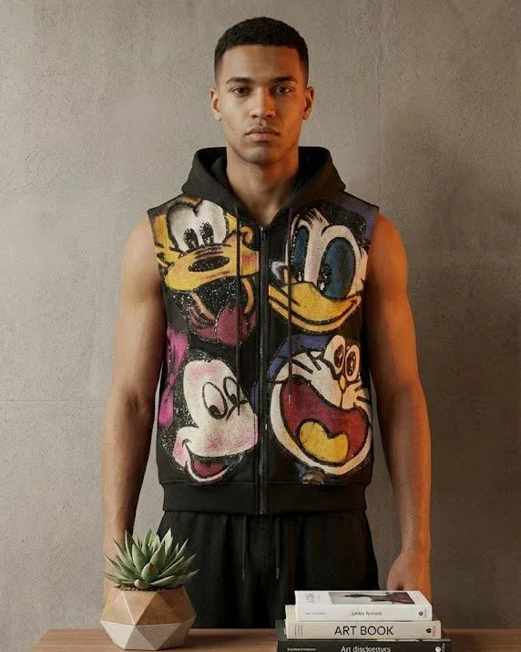 Cartoon Sleeveless Hoodies Jacket - Sanki
