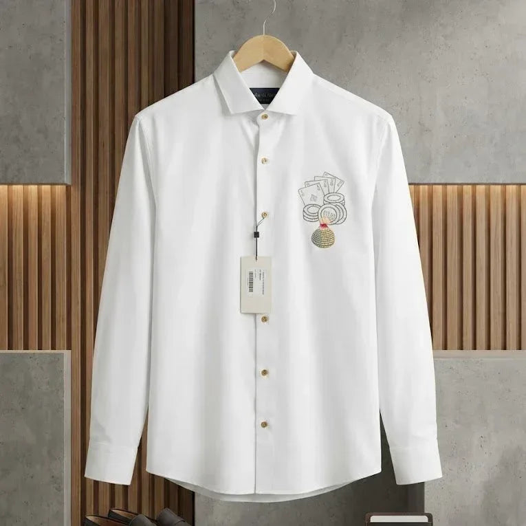 SANKI Black Three Cards Printed Formal Shirt - Sanki