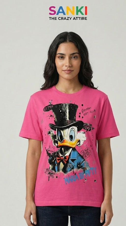 Duck Graphic Oversized Tee — Pink Premium Cotton — view 2