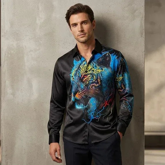 SANKI Royal Tiger Floral White Formal Shirt - Sanki