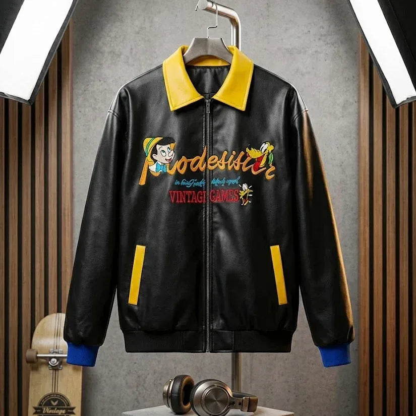 Cartoon Lether Jacket - Sanki
