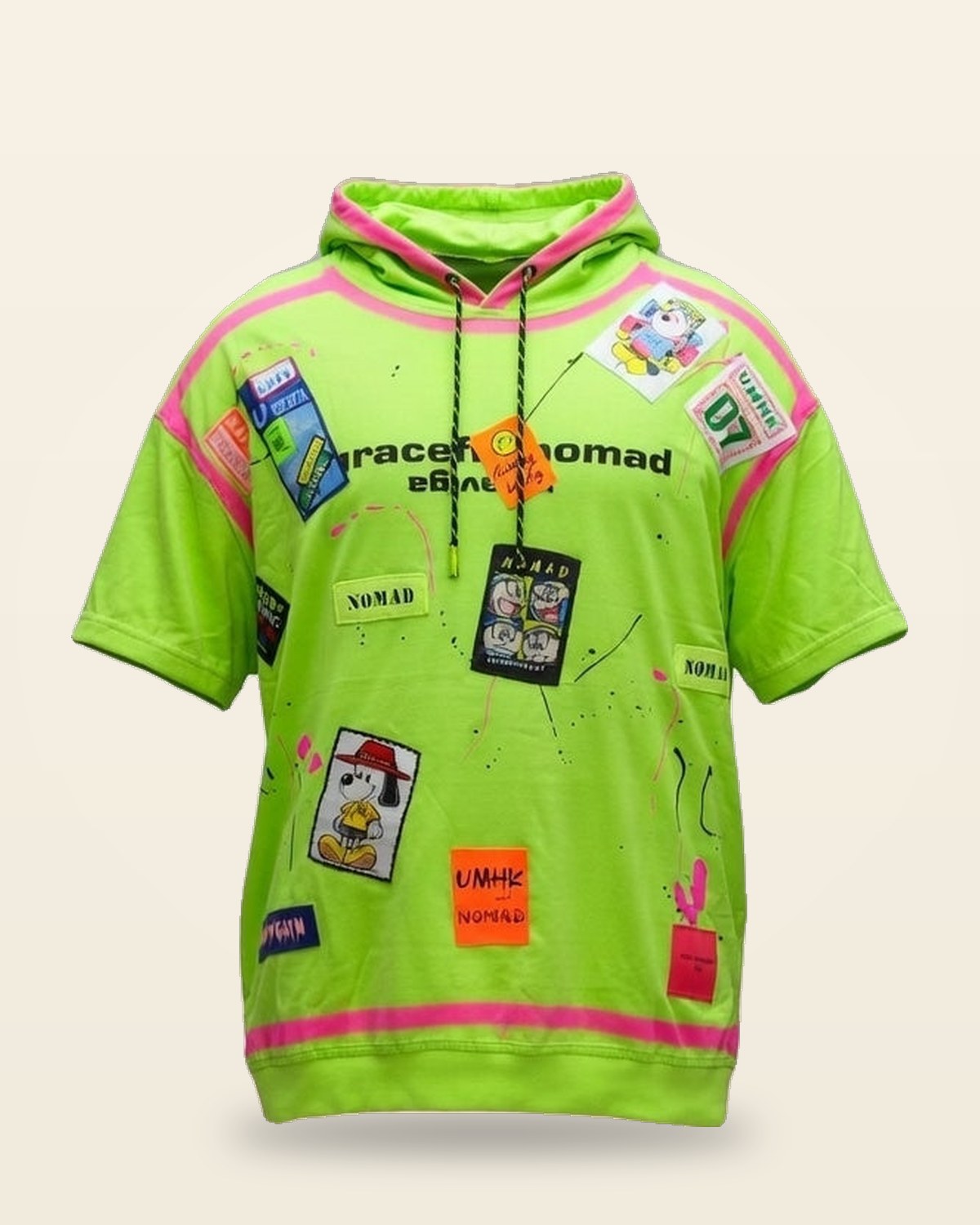 Urban Patch Fuchsia Oversized Hoodie Tee — Green