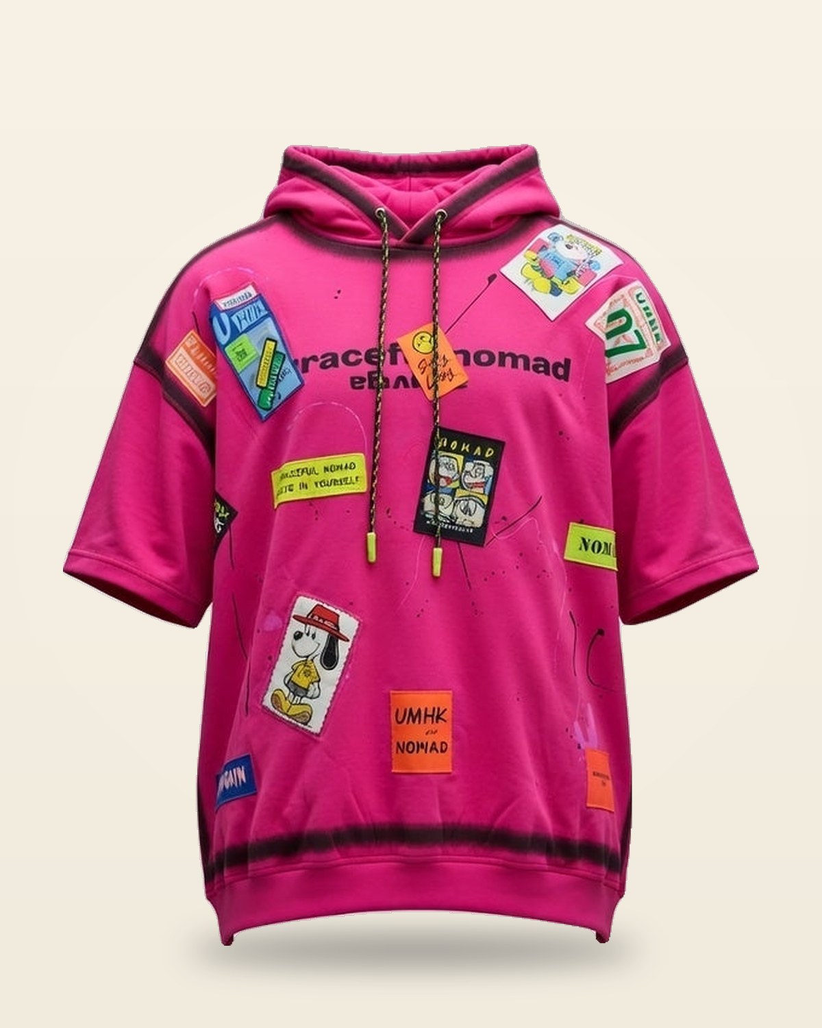 Urban Patch Fuchsia Oversized Tee Hoodie — Pink