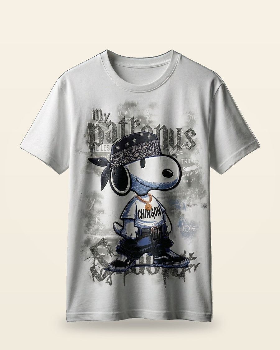 Vintage Cartoon Graphic Tee Relaxed Fit — White