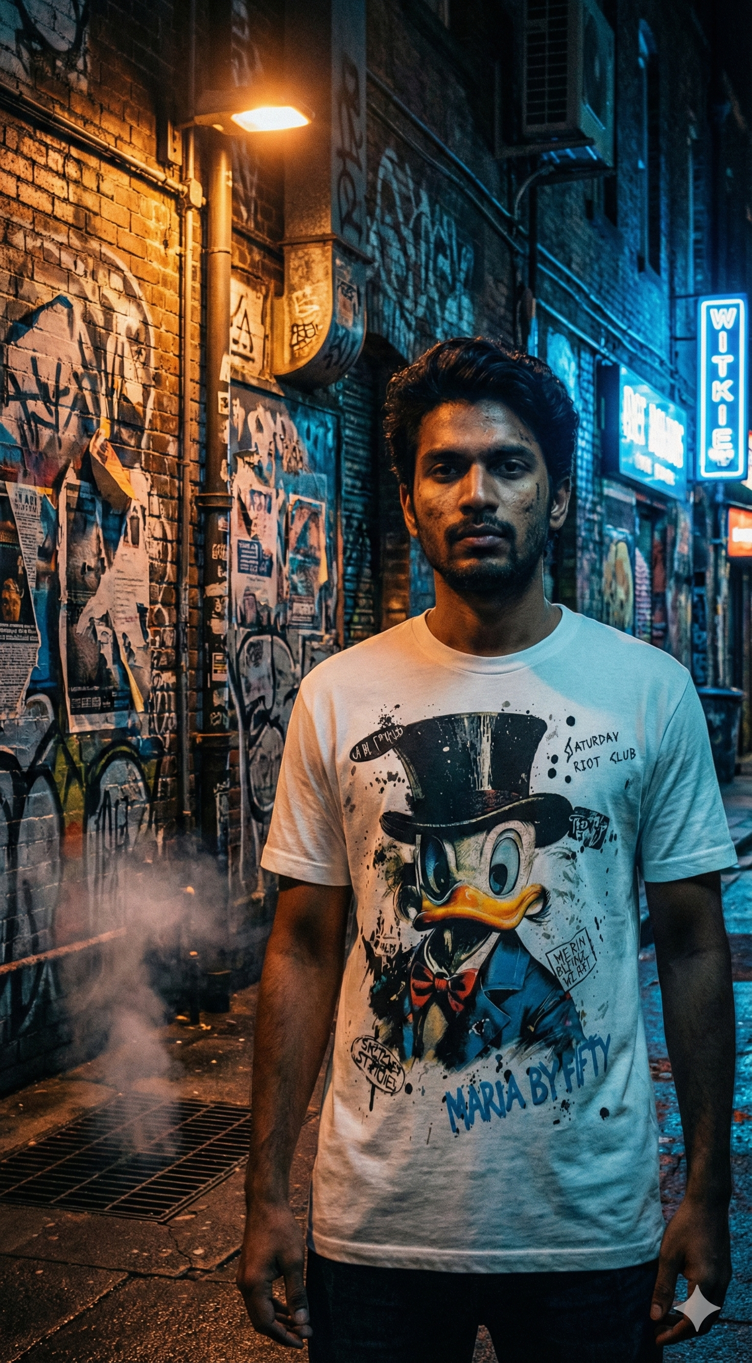 SANKI Luxury Duck Cartoon Graphic T-Shirt WHITE - Image 2