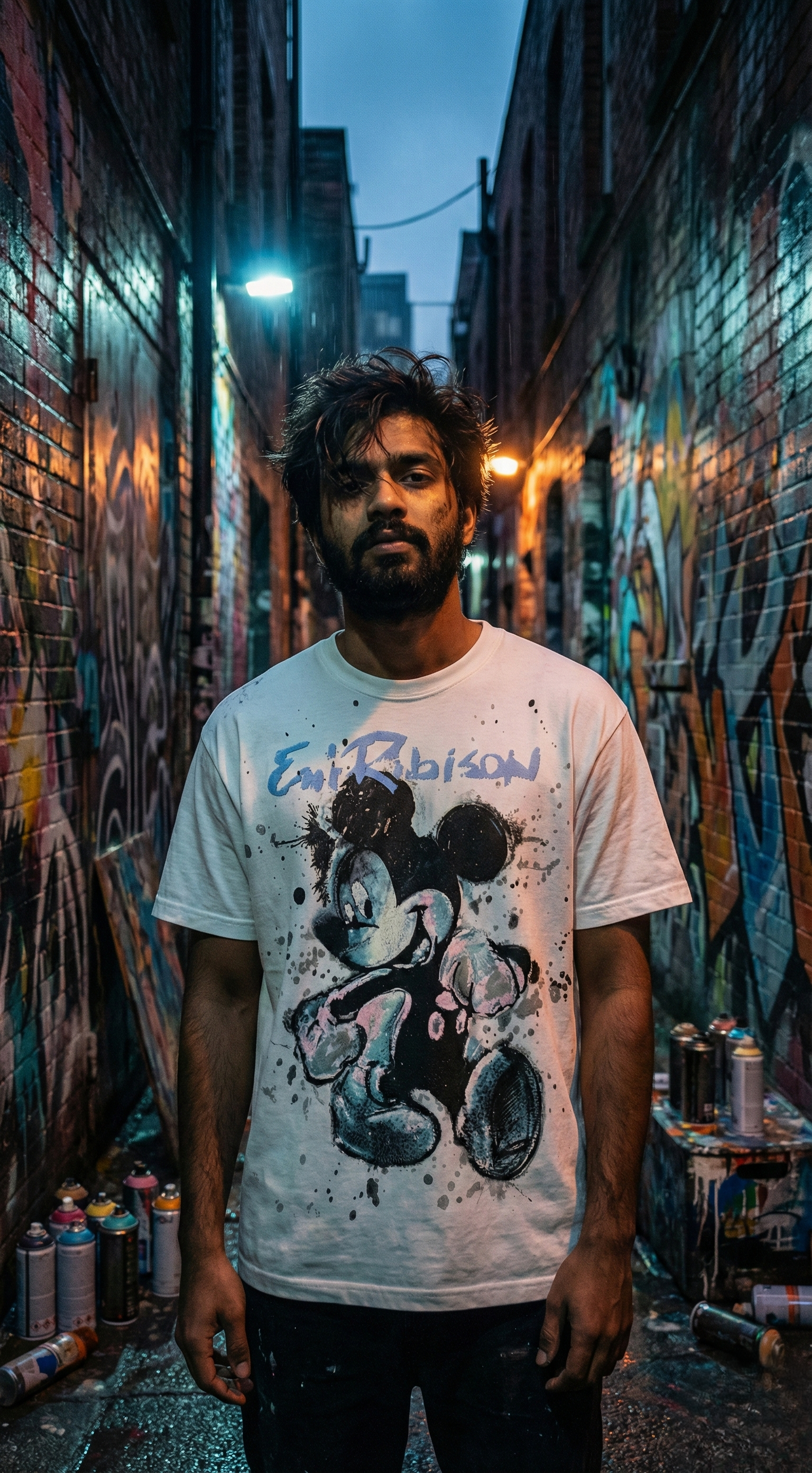 SANKI Edgy Cartoon Streetwear T-Shirt WHITE - Image 2