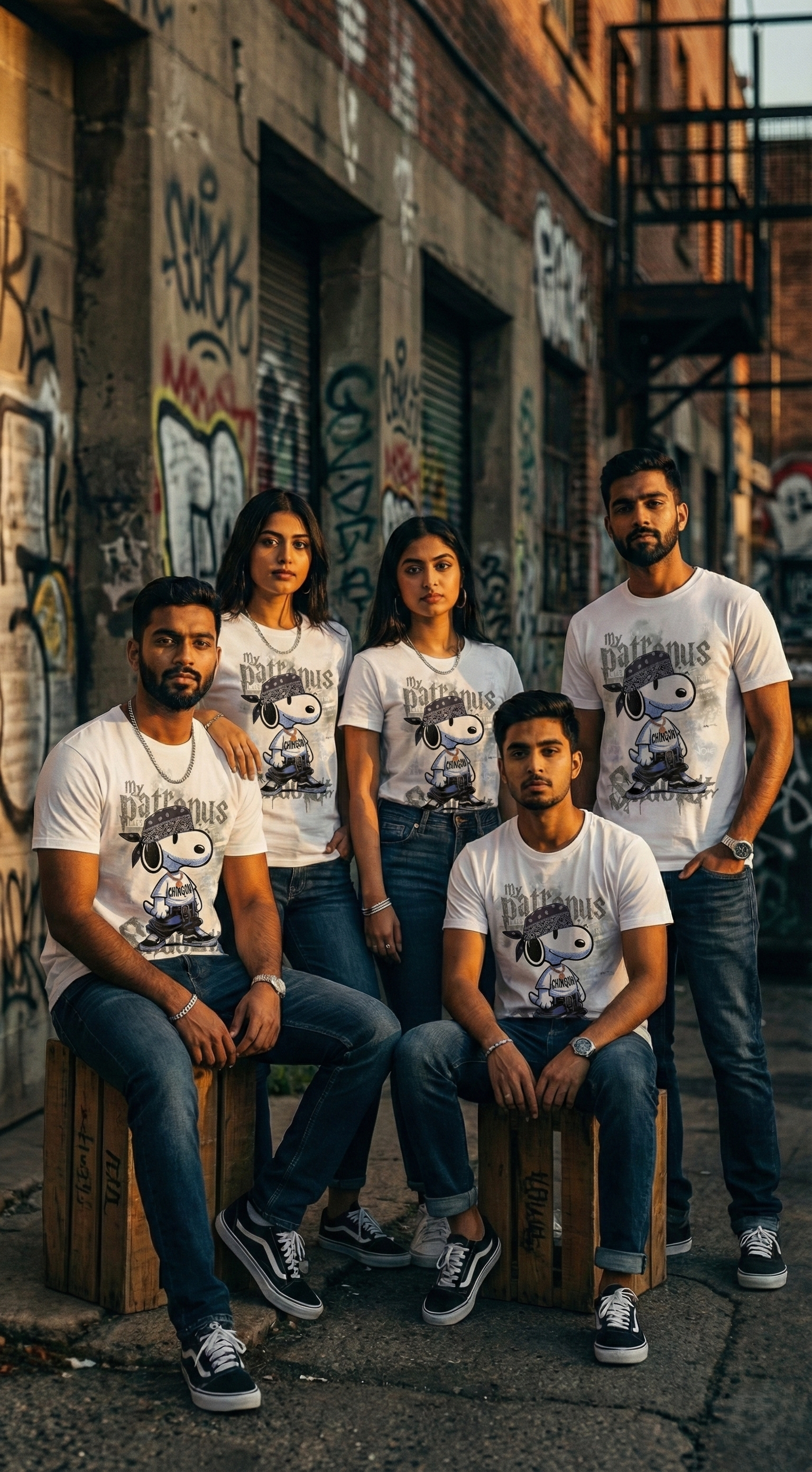 SANKI Cartoon Streetwear Graphic T-Shirt WHITE - Image 5