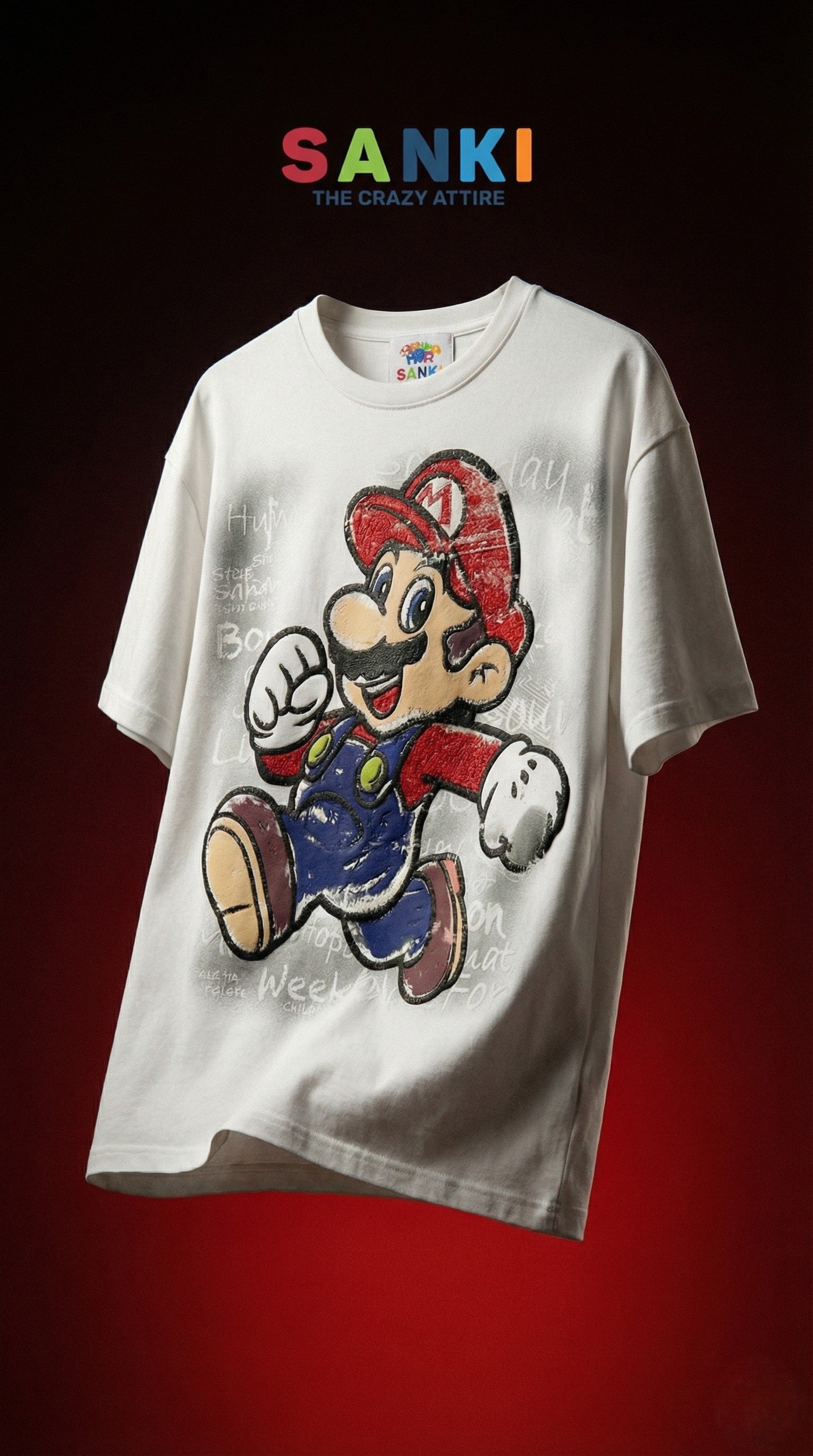 SANKI Retro Cartoon Runner Graphic T-Shirt WHITE