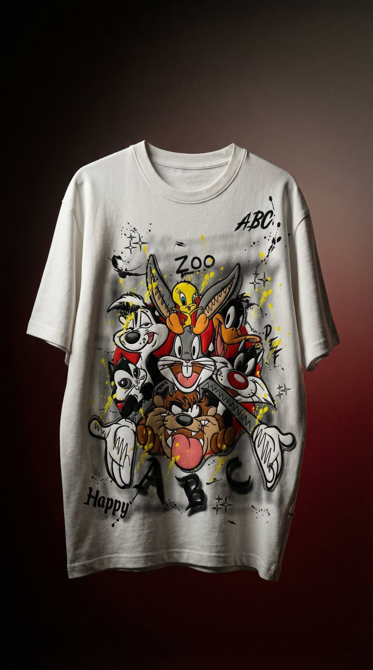 SANKI Cartoon Zoo Graphic T-Shirt WHITE